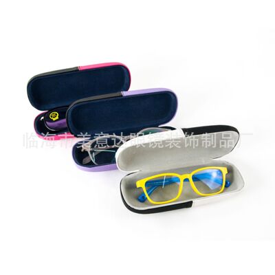 Dual-color leather optical glasses case, reading glasses, reading glasses, student glasses, glasses storage box details Picture
