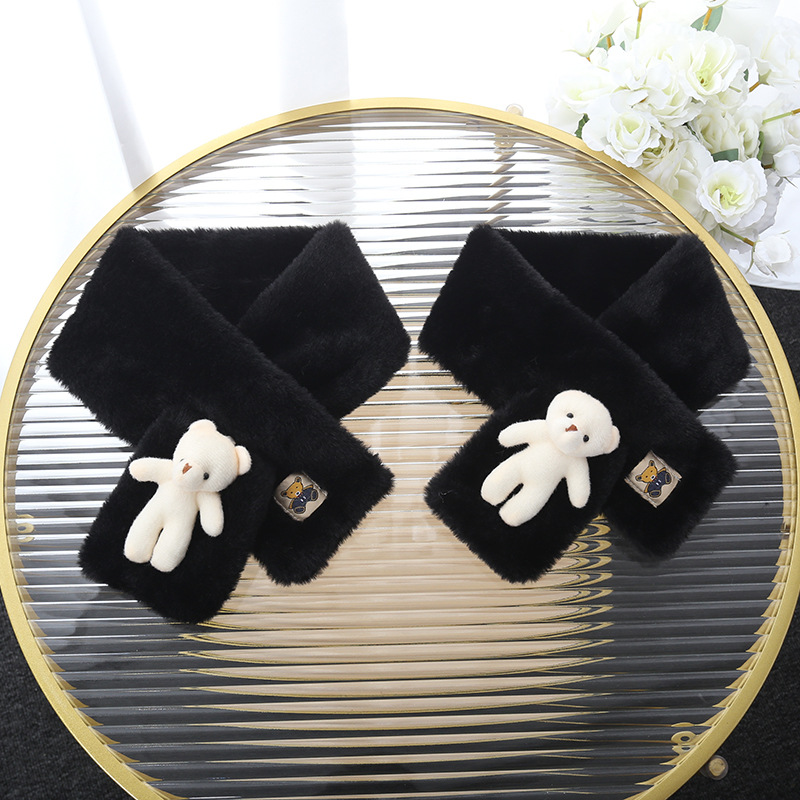 Parent-Child Korean Version Of The Winter Cute Cartoon Little White Bear Plush Scarf New Warm And Thick Girls All Cross Neck Application Scenario