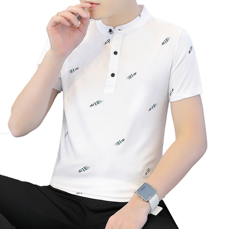 2022 New Summer ice Silk cotton high-end polo shirt for men, short-sleeved, fine-thread lapel T-shirt and top, Paul Item Picture