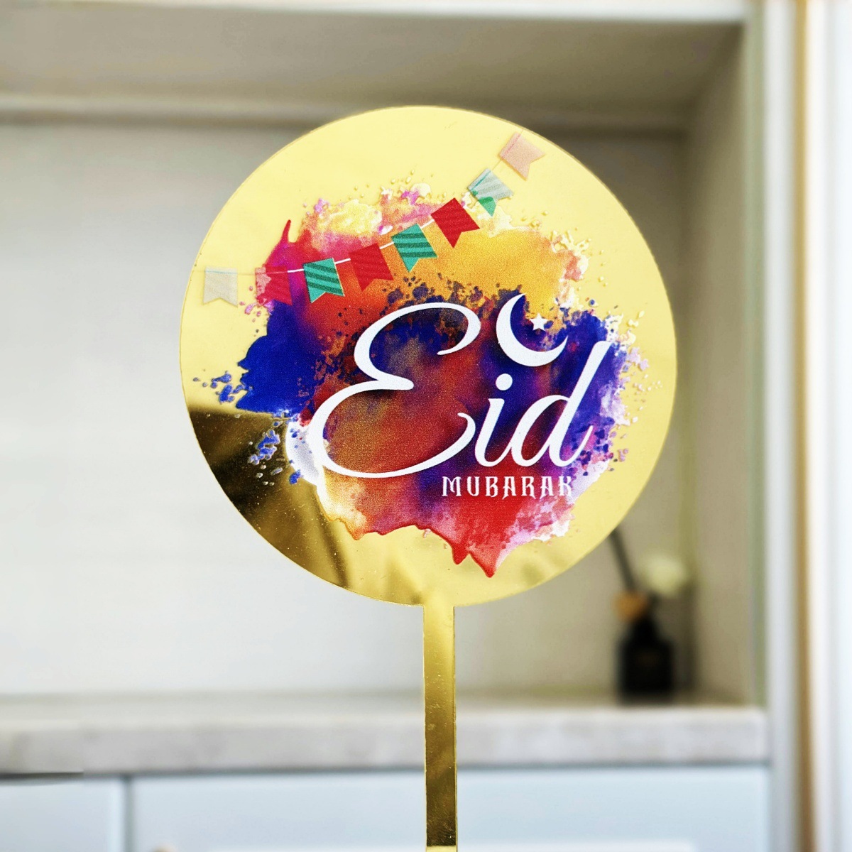 عبر الحدود تزيين الكعكة العربية بتجهيزات الحفلات، طباعة القمر بالألوان مزخرفة بقطعة من كعكة أكريك details Picture