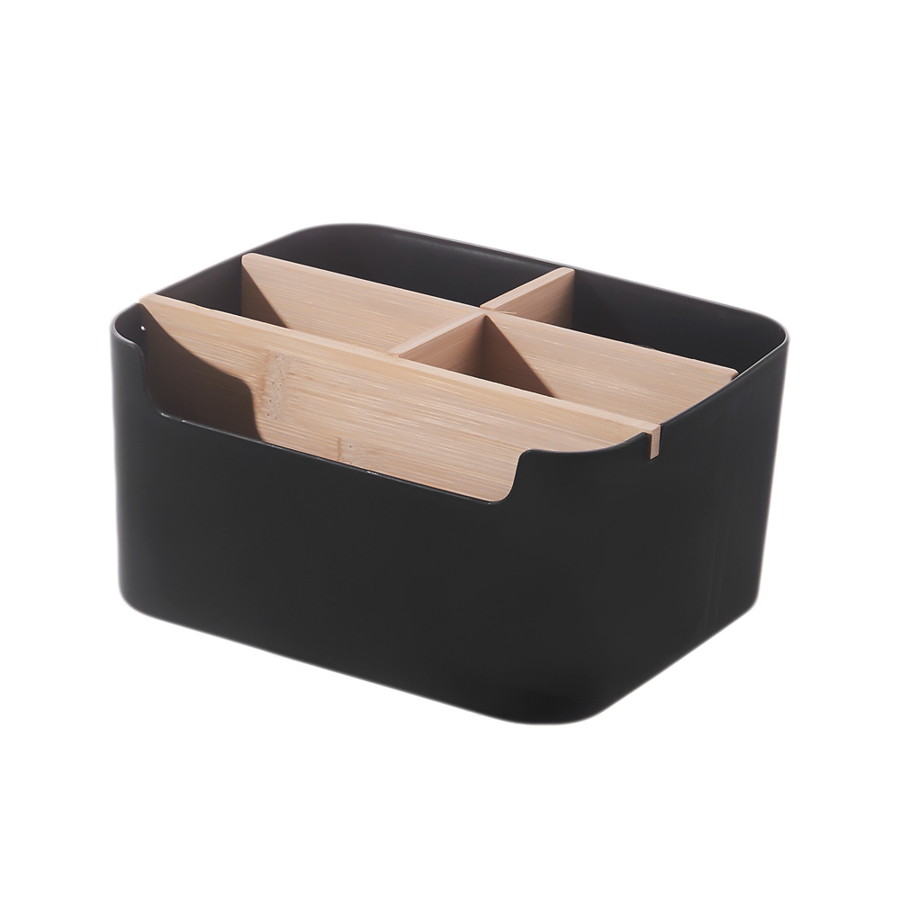 Desktop Storage Box Bamboo And Wood Cosmetics Storage Basket Remote Control Board Storage Box Debris Storage Basket Living Room Coffee Table Storage Item Picture