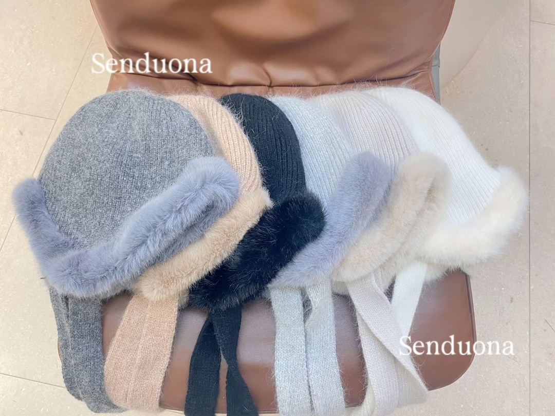 Marca [sendona] sombrero de punto para todas las edades modelos aplicables invierno necesario versión coreana sombrero de otoño e invierno para mujeres conejo de invierno de felpa de punto gorra de ciclismo de invierno para padres más peluche a prueba de viento y calor Specification image