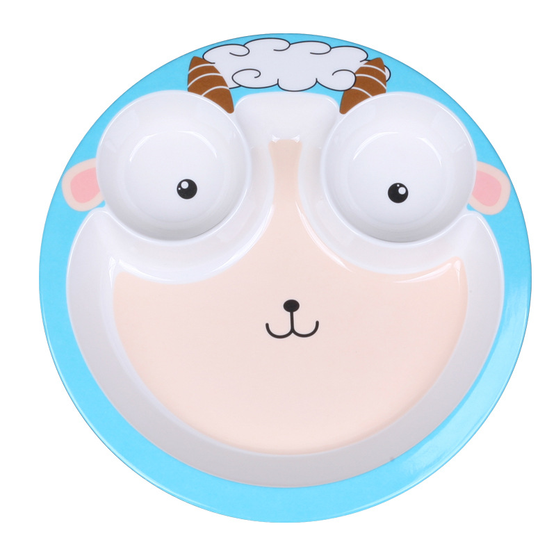 Cute Meal Smash Resistant Children's Dinner Plate Home Partition Plate Kindergarten Cartoon Melamine Tableware Complementary Food Partition Plate Item Picture