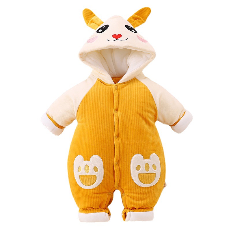 New baby one-piece garment, winter thickened cotton-padded clothes for boys and girls, crawling suits for newborns, warm outerwear for going out Item Picture