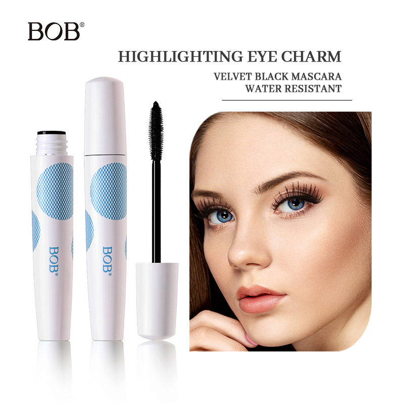 跨境bob绒黑浓密睫毛膏防水不晕染不脱妆纤长卷翘持久定型打底膏