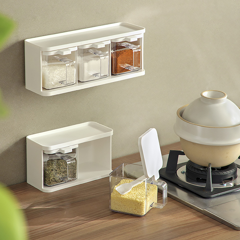 日式创意三格横式立式调味盒套装 厨房多用途可放杂物储物收纳盒详情图1