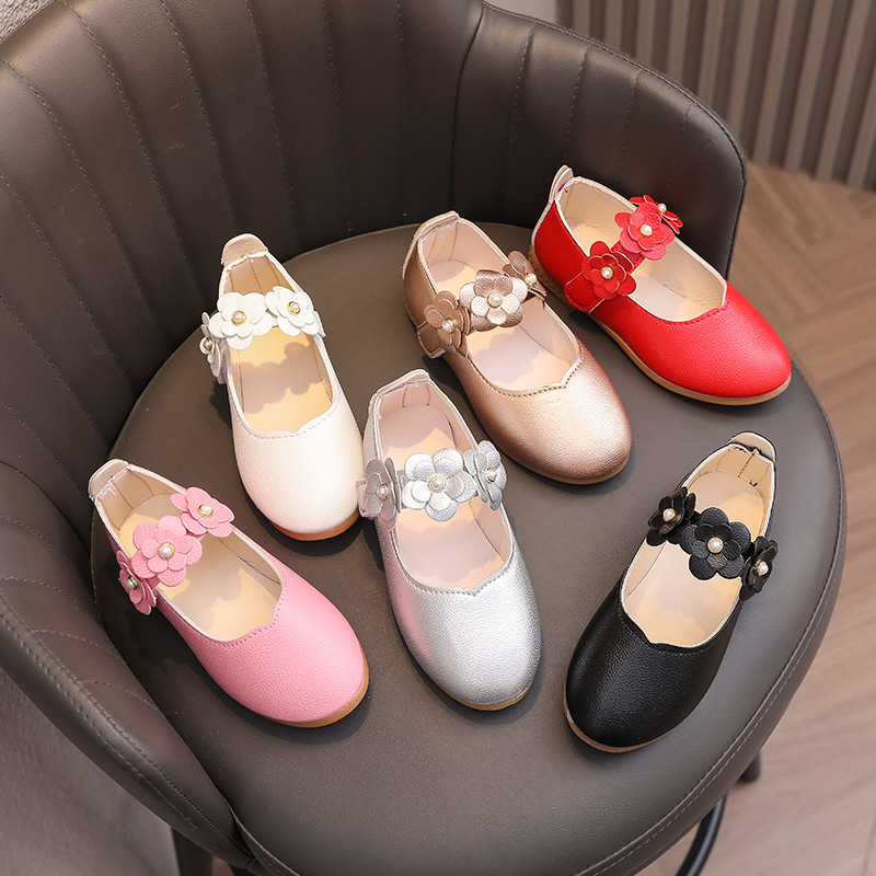 2025春秋新款韩版儿童单鞋软底花朵女童皮鞋中大童公主鞋宝宝鞋