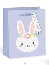 亚马逊新款 EASTER复活节 七彩粉 兔子挂吊卡礼品包装纸袋 手提袋