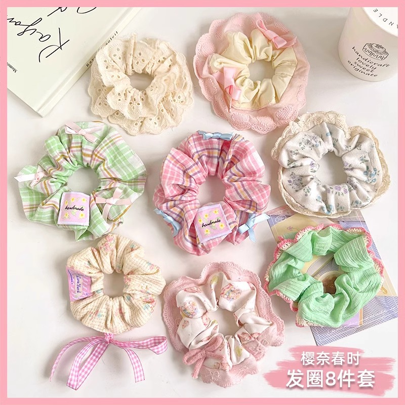 Lazy style large intestine hair band Internet celebrity 2025 new high-end style hair tie, women's hair tie, fresh hair accessory, leather band Specification image
