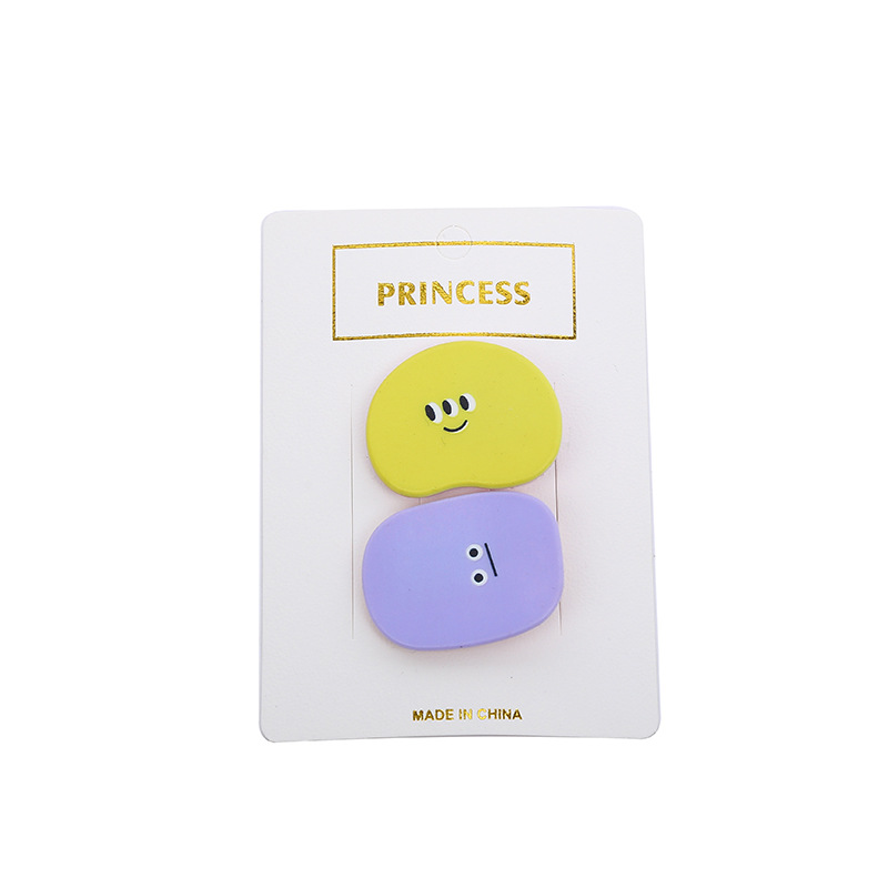 South Korean Hairpin Female Students Daily Wear Hair Kaka Wai Girl Acrylic Cloud Expression Hair Accessories Wholesale Item Picture