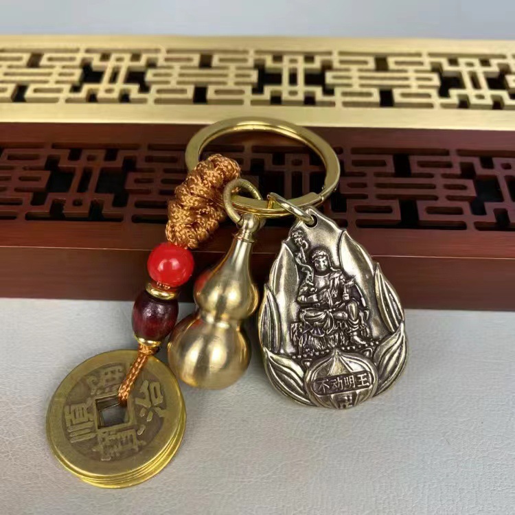 Brass gourd keychains, twelve Chinese zodiac signs and eight guardian deities keychains, zodiac sign pendants manufacturer wholesale Specification image