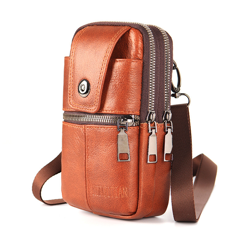 New Leather Fanny Pack Wear Belt Multi-Functional Mobile Phone Bag Site Work Mobile Phone Cover Men's Single Shoulder Diagonal Vertical Hanging Bag Item Picture