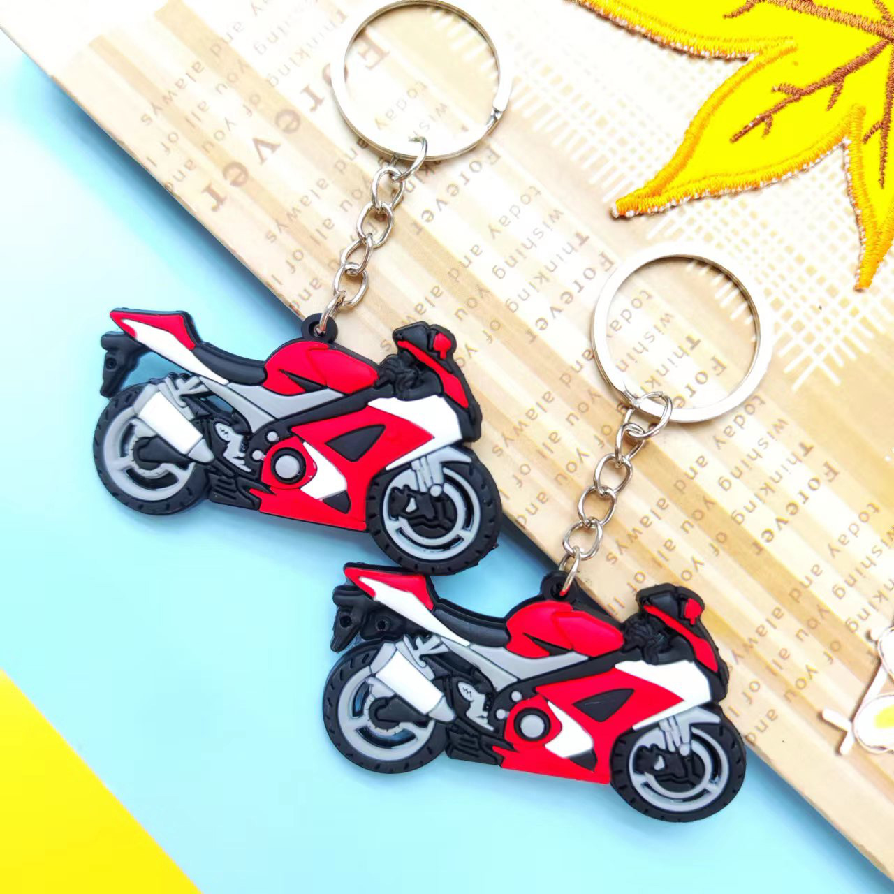 Wholesale Amazon Pvc Motorcycle Key Chain Three-Dimensional Bag Car Pendant Promotional Advertising Small Gifts details Picture