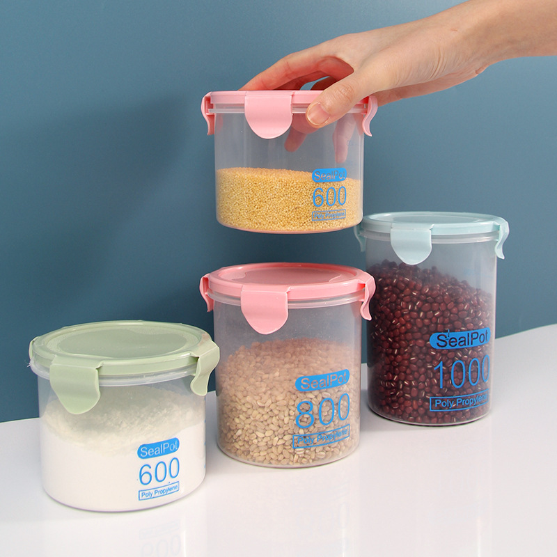 Wholesale of simple plastic transparent tape scale sealed can storage boxes details Picture