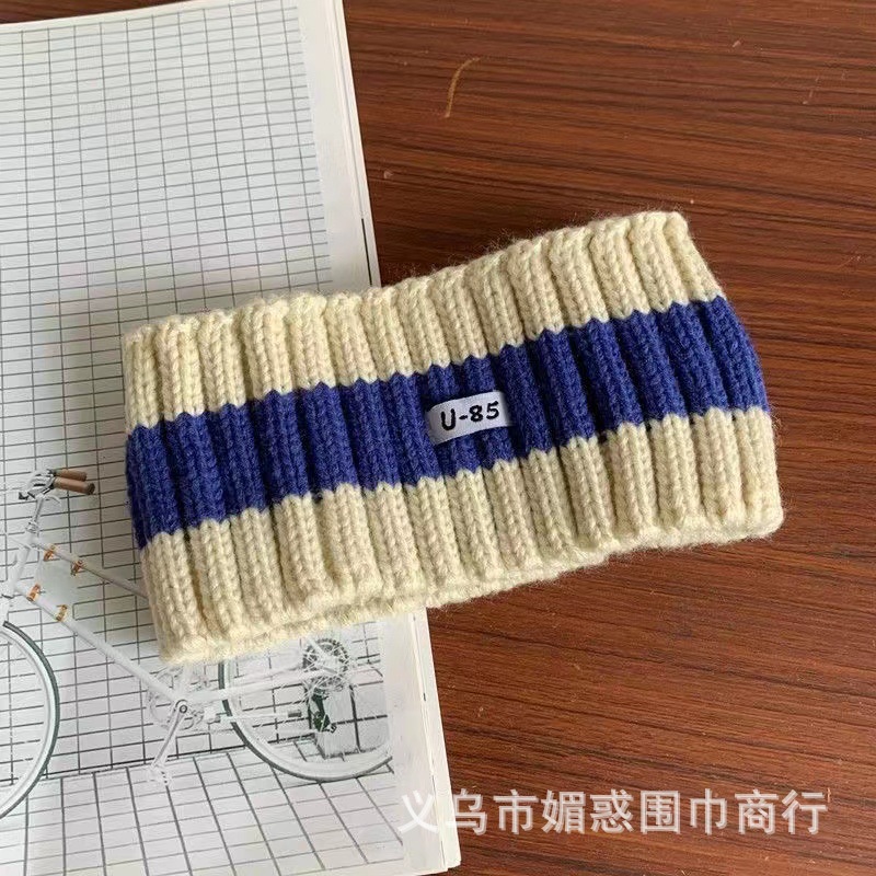 Japanese And Korean Ins Retro Color Widening Thickening Face Small Knitted Headband Autumn And Winter Head Set Application Scenario