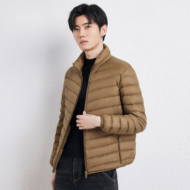 Men's high-end lightweight down jacket, light and thin men's high-quality light and thin down jacket, stand-up collar casual down jacket Application Scenario
