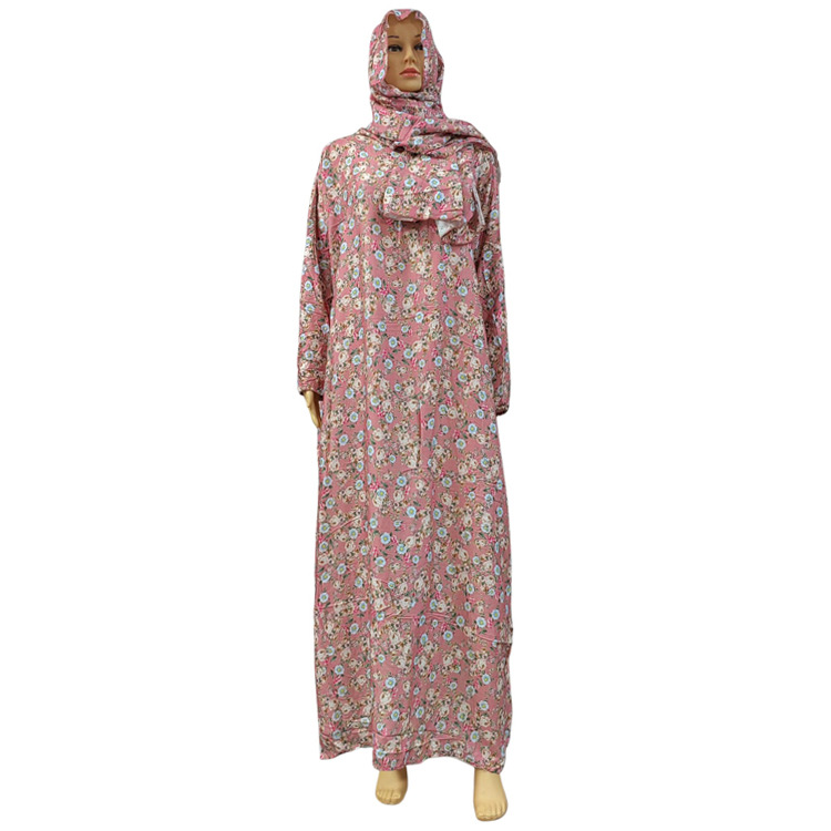 Middle East Across The Factory Wholesale In The Middle East And The United States Hooded Scarf Worship Gown Traditional Printed Flower Dress Specification drawing