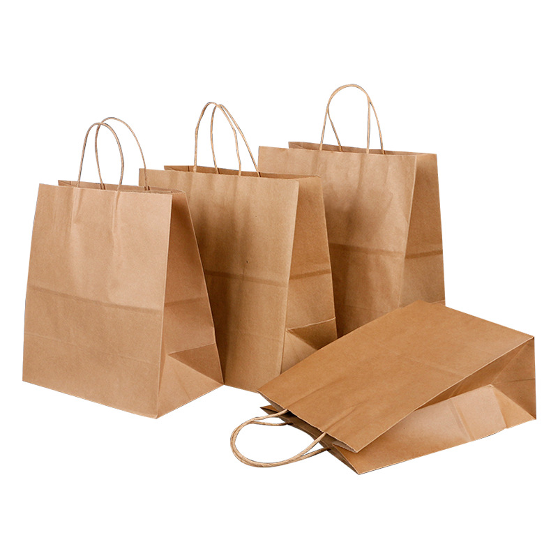 手提牛皮纸袋批发奶茶蛋糕打包袋外卖食品包装袋礼品袋可加印logo