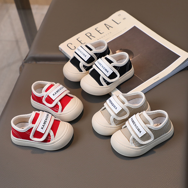 2023 Autumn New Baby Shoes Bao Head Anti-Kick Baby Canvas Shoes Boy Soft Soled Toddler Shoes Non-Slip