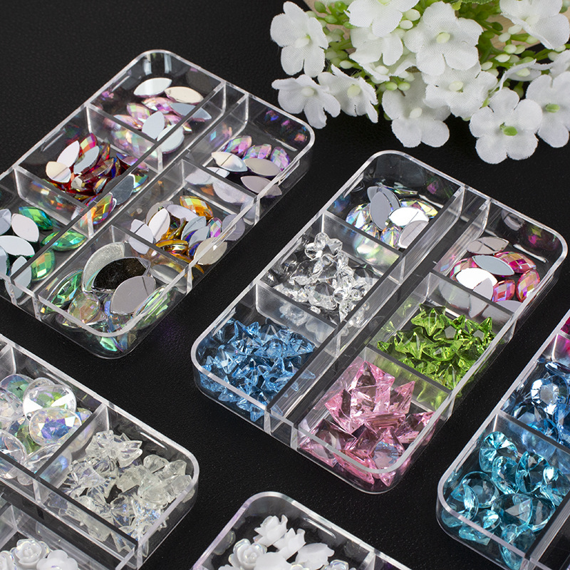 厂家批发亚克力钻盲盒6格DIY手工盲盒饰品配件贴钻服饰美甲装饰品