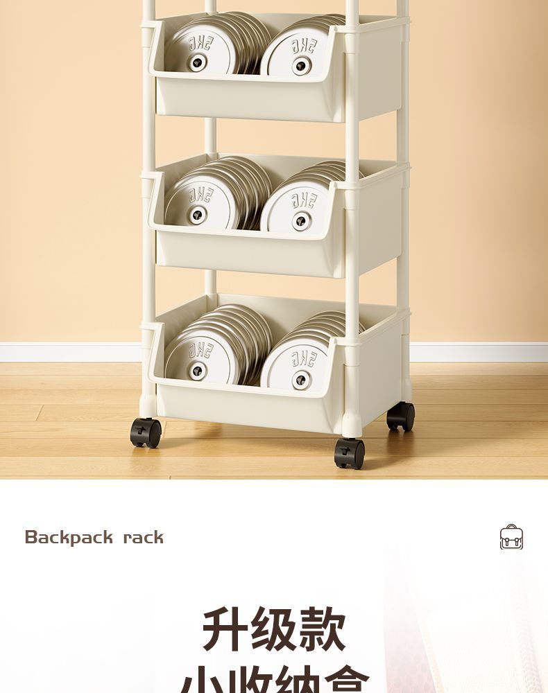 书架置物架家用多层书桌旁收纳书柜客厅零食杂物小推车多功能旋转详情28