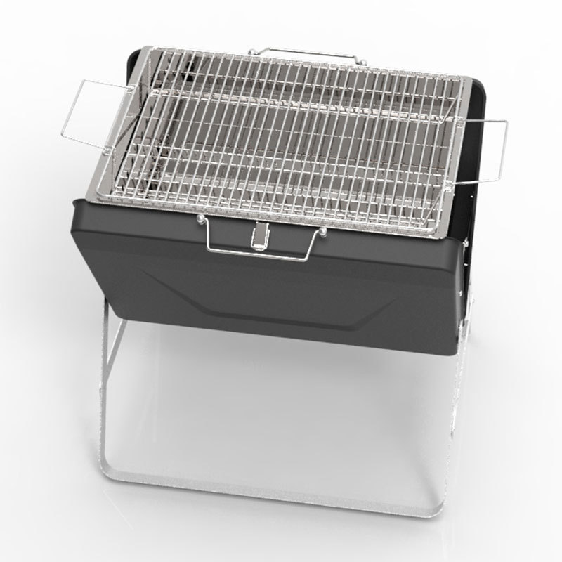 Portable outdoor barbecue grill, household folding outdoor camping portable barbecue rack, charcoal grilling meat grill, courtyard