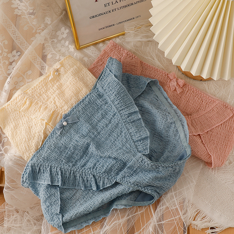 Big Size Underwear Female Fat Sister 200 Pounds Pure Cotton Antibacterial Small Fresh Waist Sweet Day Lace Briefs Specification drawing