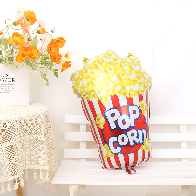 Amazon large doughnut popcorn, aluminum film balloon ice cream, children's birthday decoration and arrangement, helium balloon details Picture