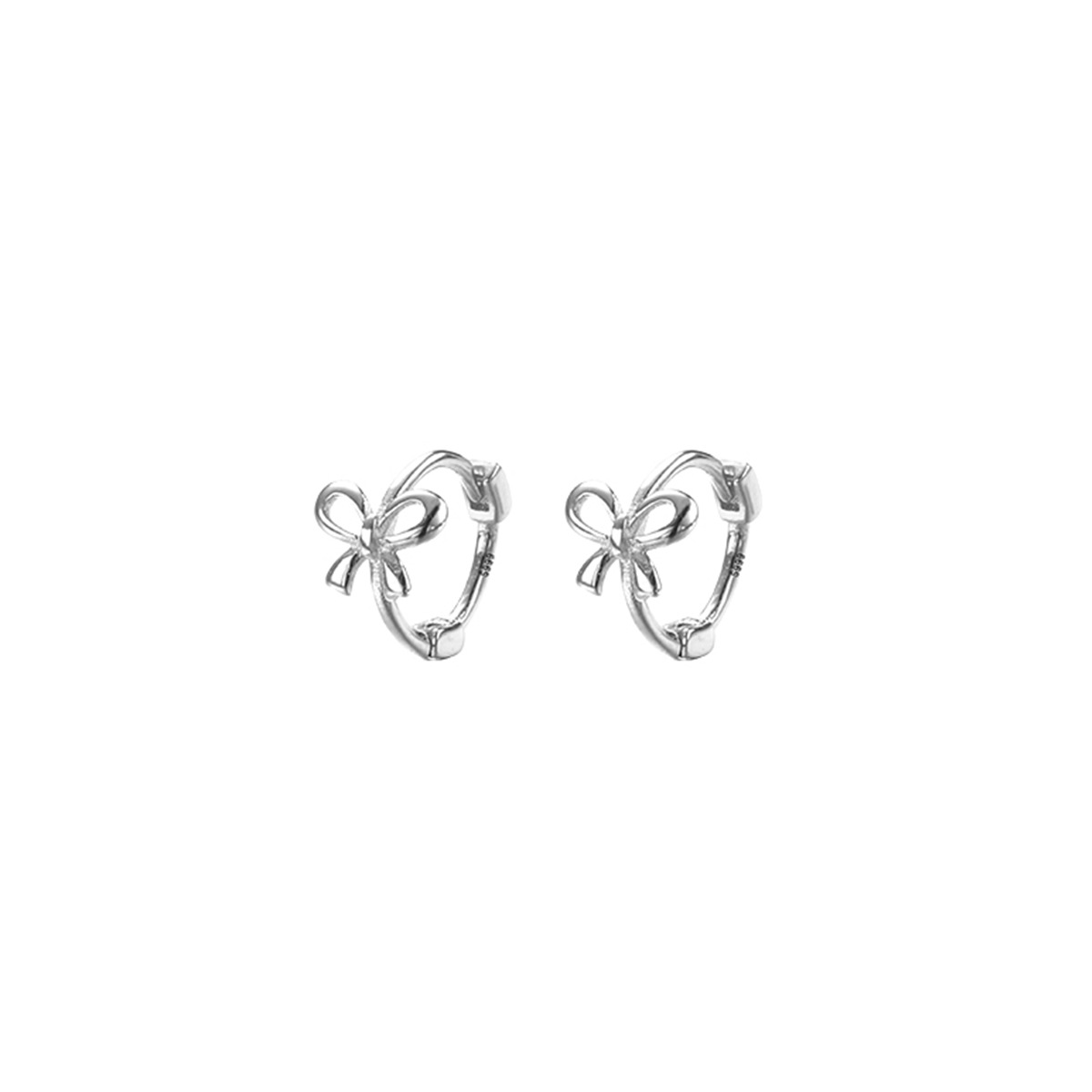999 Sterling Silver Bow Ear Buckle Simple, Small And Delicate Niche Design Sense Of Advanced Natural All-Matching New Earrings Item Picture