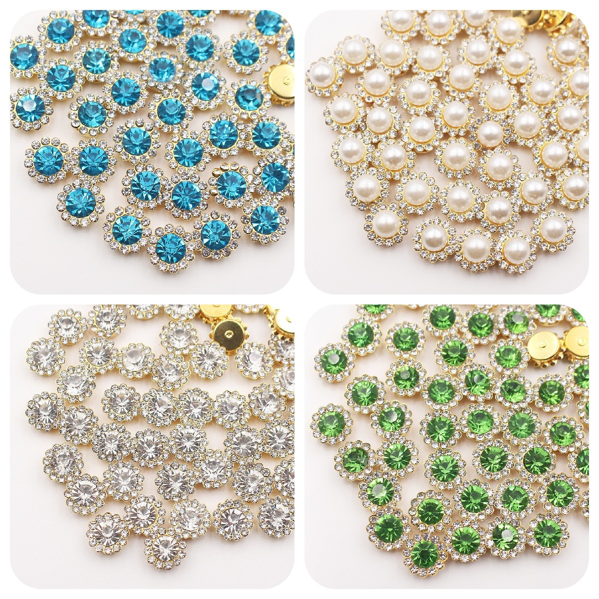 厂家直销太阳花花托圆形双层花钻 DIY蝴蝶结鞋包服装辅料配件爪钻