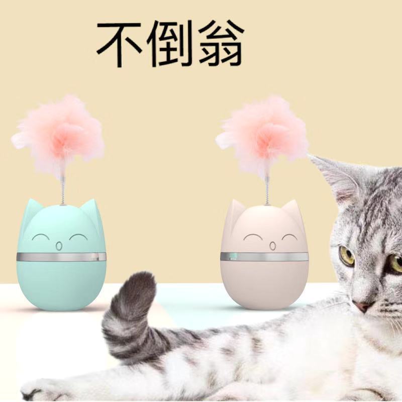 宠物用品亚马逊新款不倒翁猫玩具 铃铛羽毛互动猫咪玩具 逗猫玩具