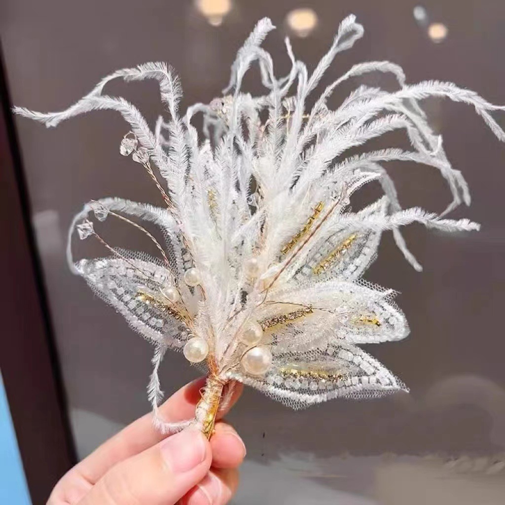 Children's Headwear Feather Fringe Hairpin Catwalk Hairpin Catwalk Hairpin For Girls details Picture