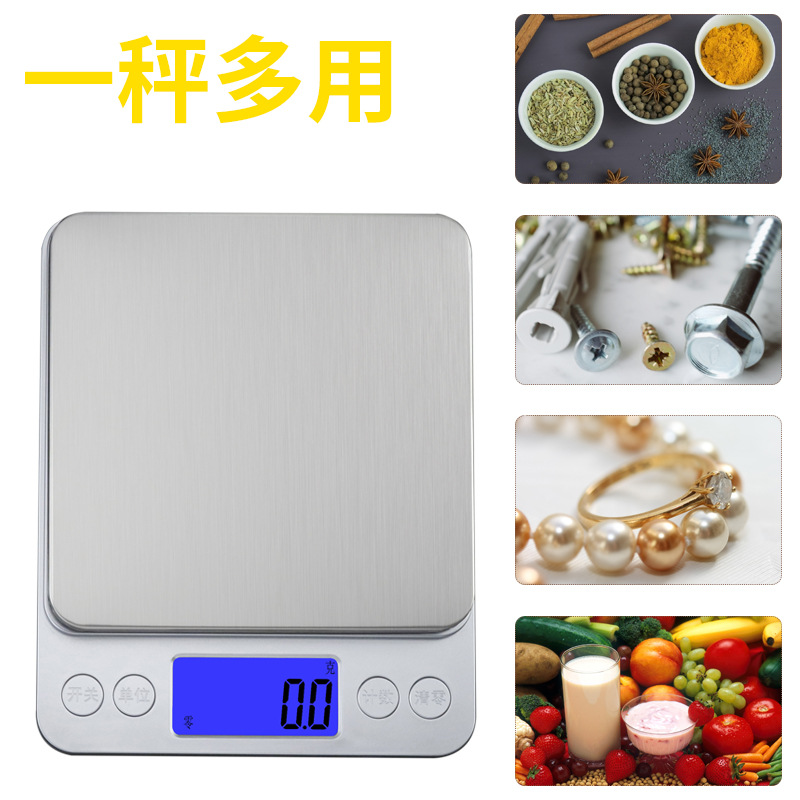 工厂外贸跨境不锈钢电子秤精准便携家用厨房秤迷你黄金克秤珠宝秤细节图