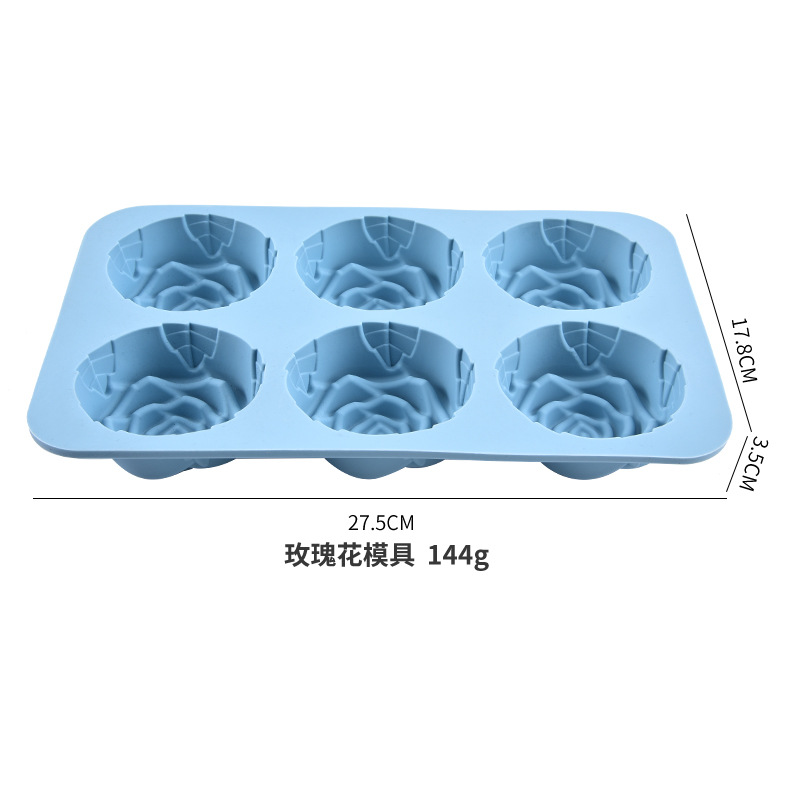6-piece rose cake mold, food-grade silicone mousse mold, candle gypsum crystal resin mold, easy to demold Application Scenario