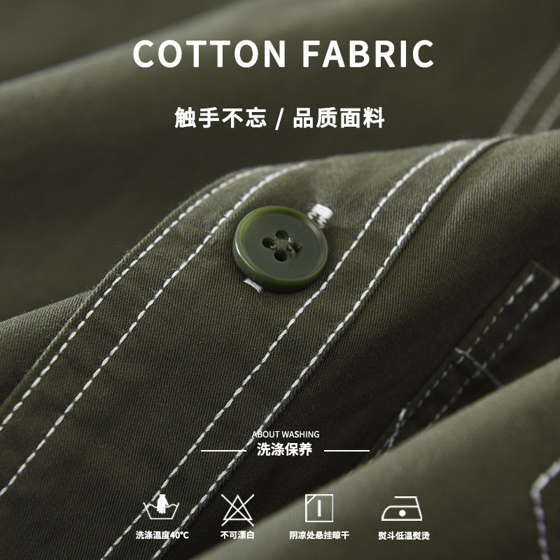 7299 Men's Japanese-style workwear long-sleeved shirt, fashionable and versatile men's casual and artistic loose top, one-piece consignment Specification image
