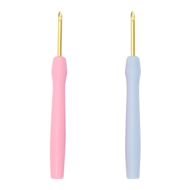 New plastic handle Russian poke embroider poke pen Hand diy embroidery tool poke needle gold head wool poke pen Item Picture