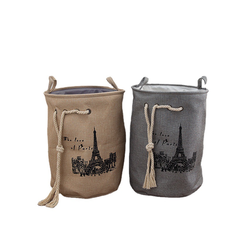 Eva Thick Printed Cotton Rope Double Storage Bucket Storage Basket Laundry Basket Storage Bucket Folding Dirty Clothes Basket Cloth New Item Picture