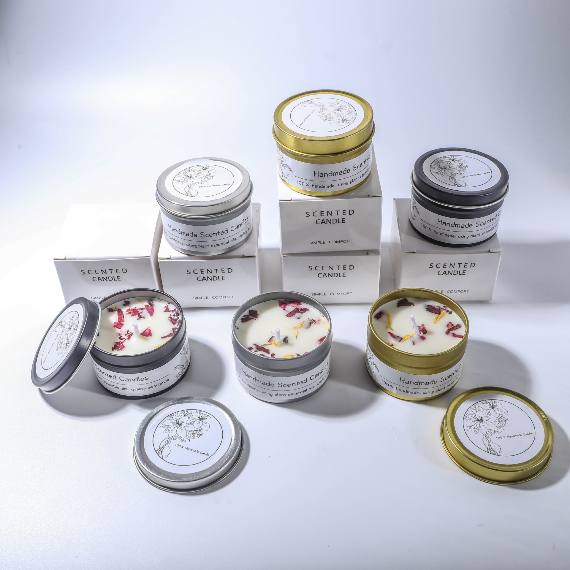 跨境大豆蜡干花香薰蜡烛 ?结婚伴手礼生日礼物花氛芳熏香蜡烛