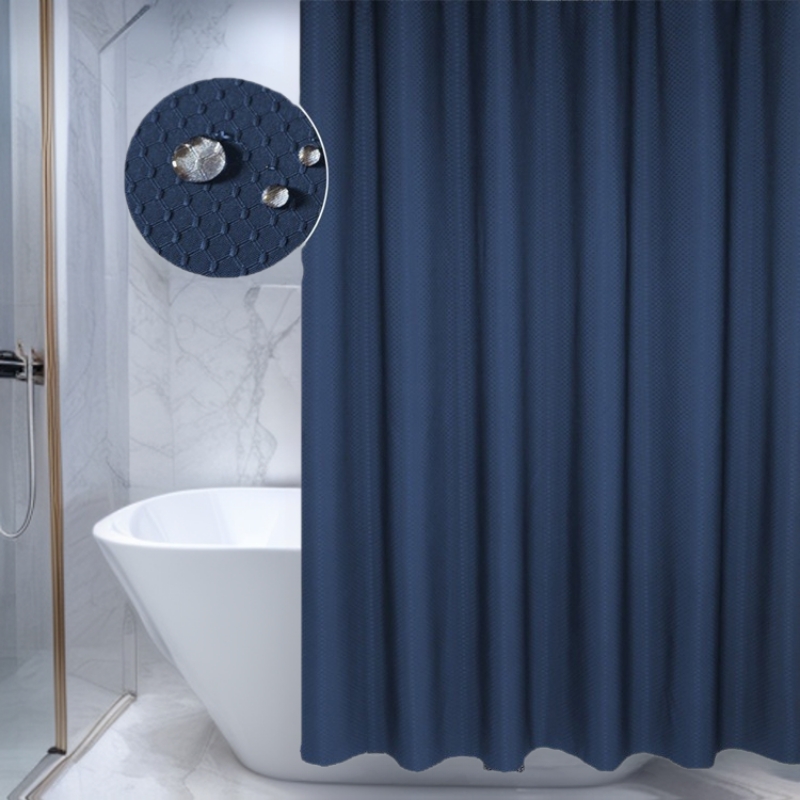 Cross-border bath curtain, waterproof and mold-proof, 190g thick polyester fabric waffle box bath curtain, bathroom curtain, shower curtain