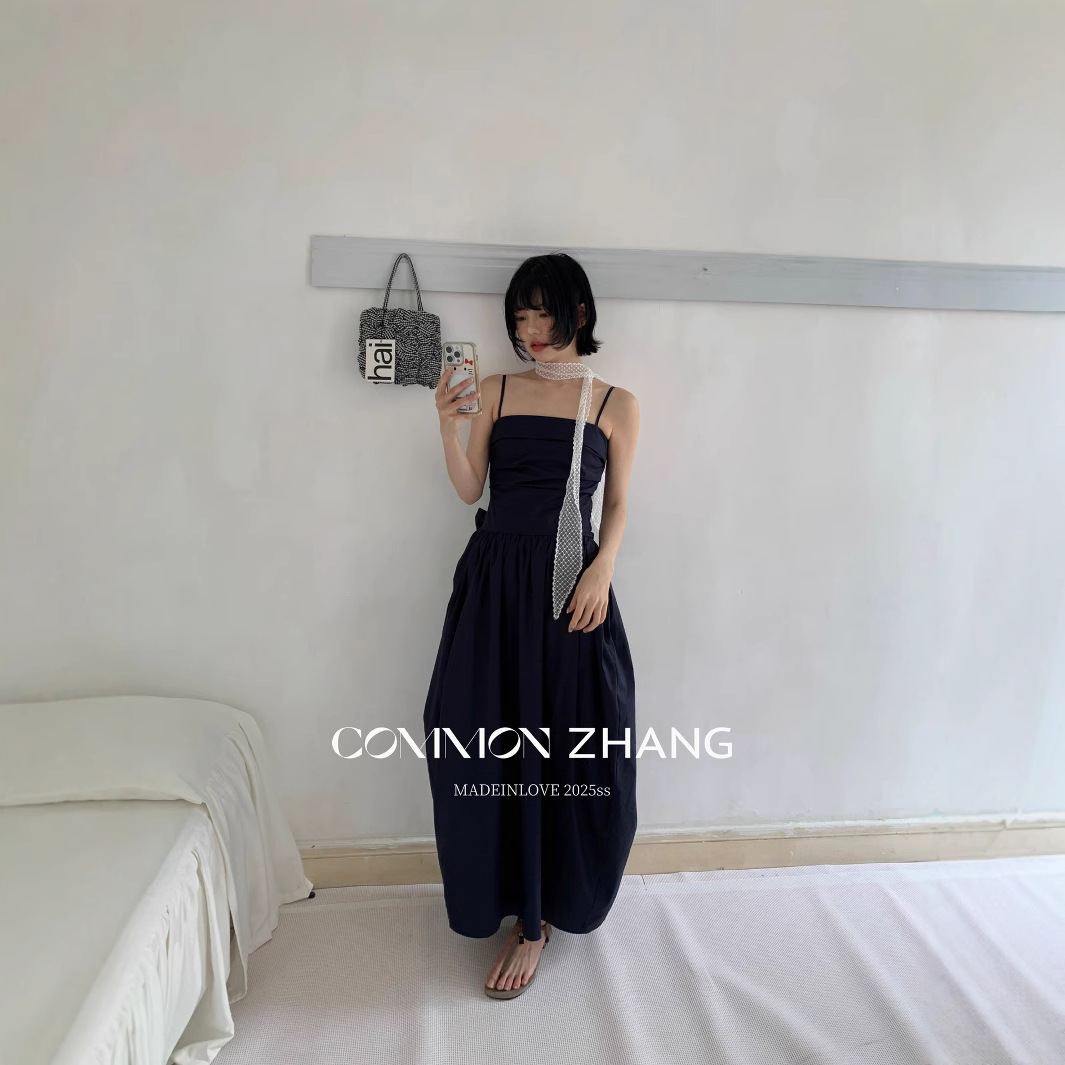 CZ ZHANG Summer Multi-color mint Mamba style lace-up waist-cinching and slimming halter flower bud dress for women B26925