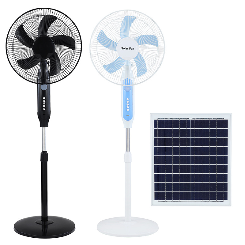 供货太阳能风扇 solar fan 16寸 无线充电直流大风力可升降落地扇图