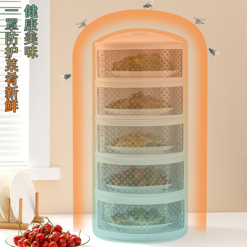 Breathable and heat-insulating vegetable cover, kitchen transparent plastic multi-layer food cover, summer dining table mosquito and fly-proof preservation cover Application Scenario