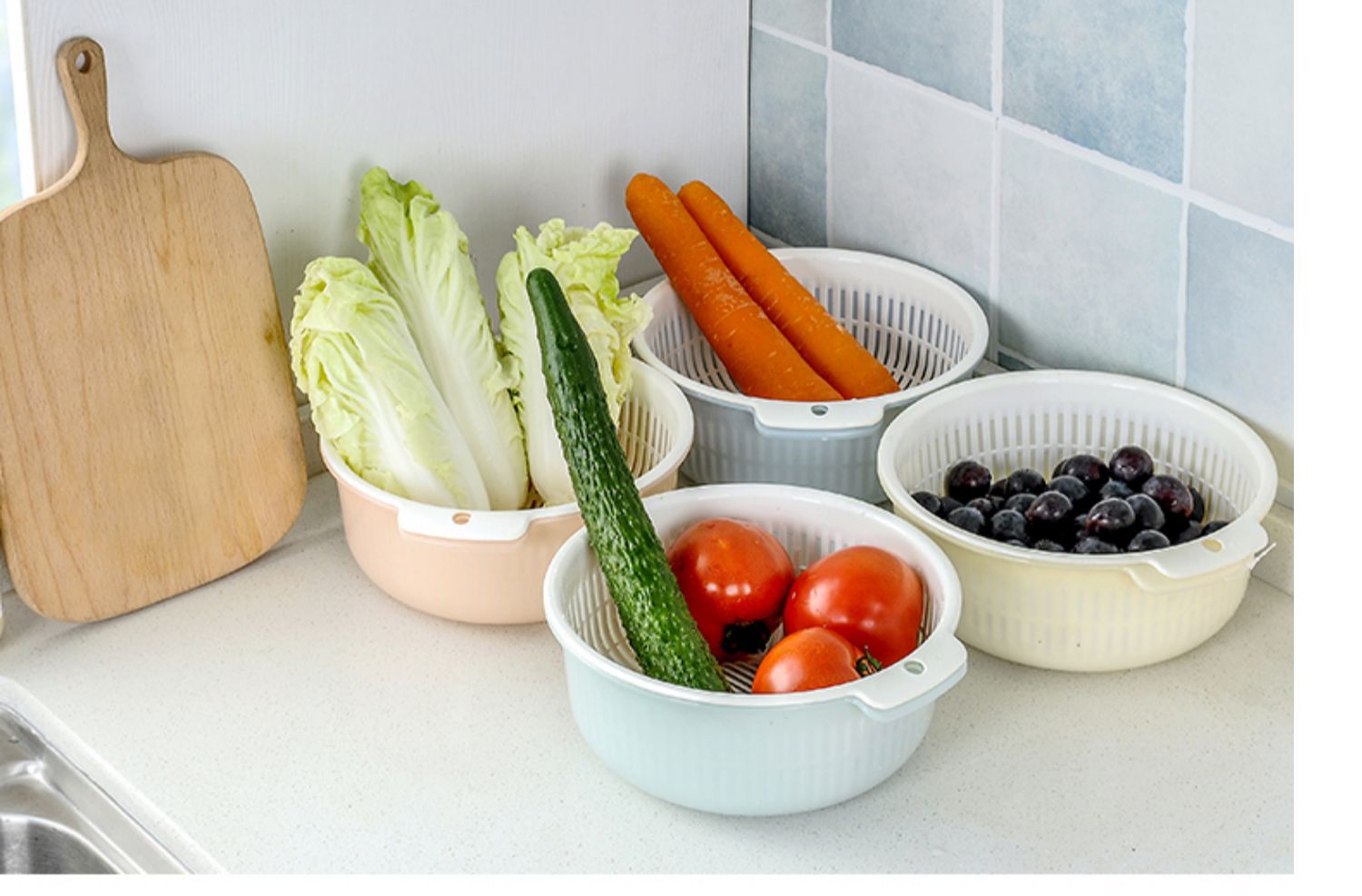 洗菜盆食品级菜蓝子加厚圆形盆子厨房沥水篮盆子家用批发厂家批发详情24