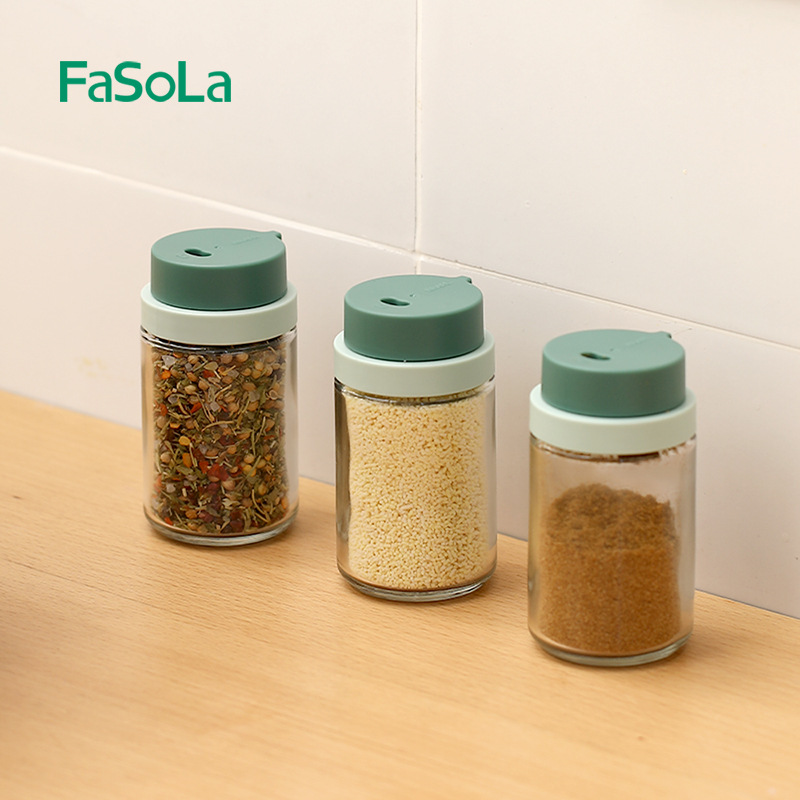 FaSoLa家用大容量玻璃旋转式调味瓶厨房胡椒粉烧烤调料防尘调料瓶详情图1