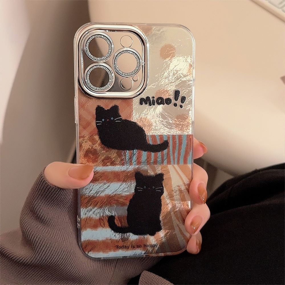 Leopard print cat phone case suitable for 17 iPhone 16pro max lens film iPhone 13 shockproof 12 retro 15 Application Scenario