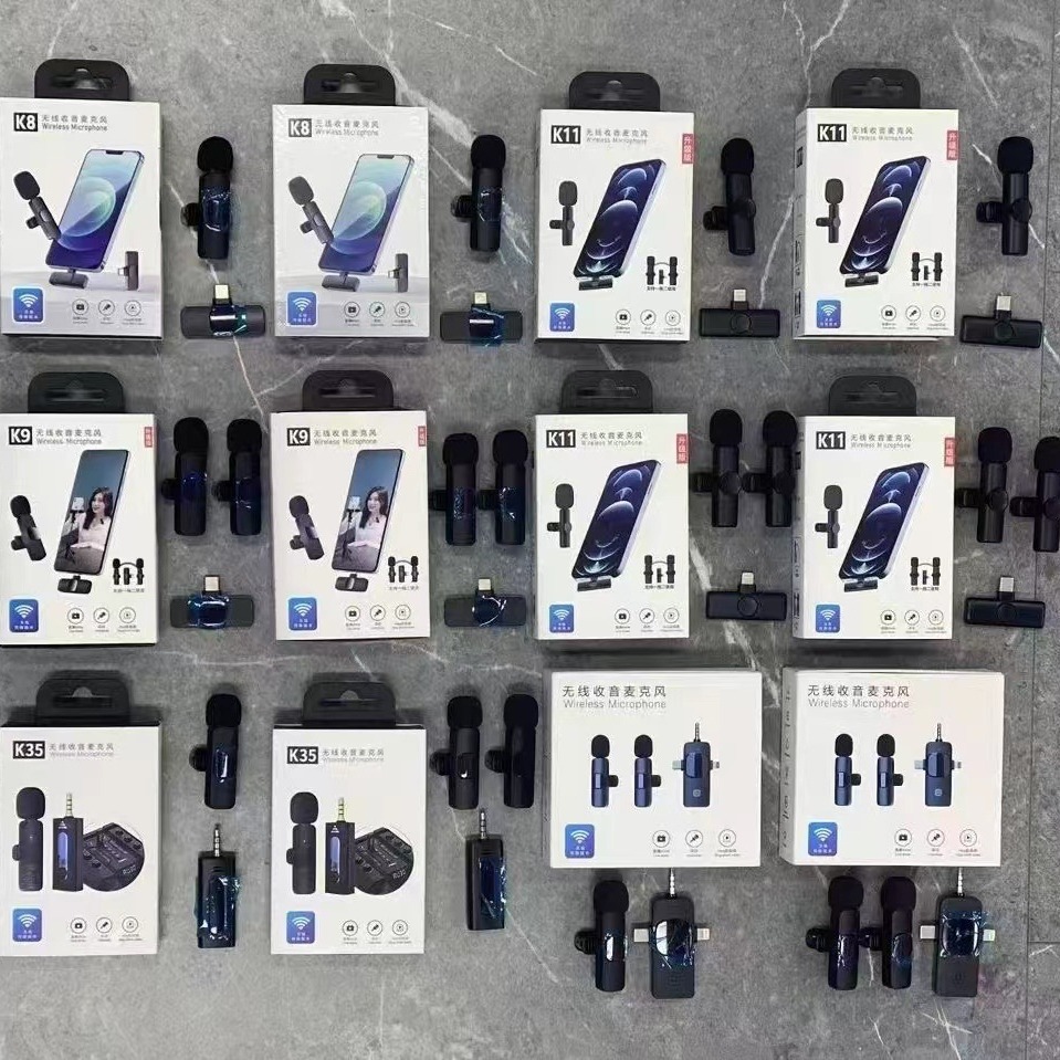 跨境无线领夹麦克风户外视频直播k8 k9一拖二手机话筒录音无线麦