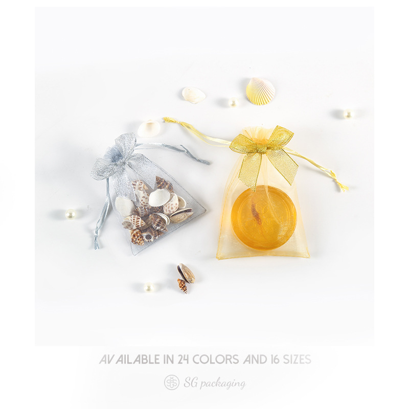 礼品纱袋束口袋定制网纱袋蝴蝶结透明便携式饰品袋礼物纱网袋小号