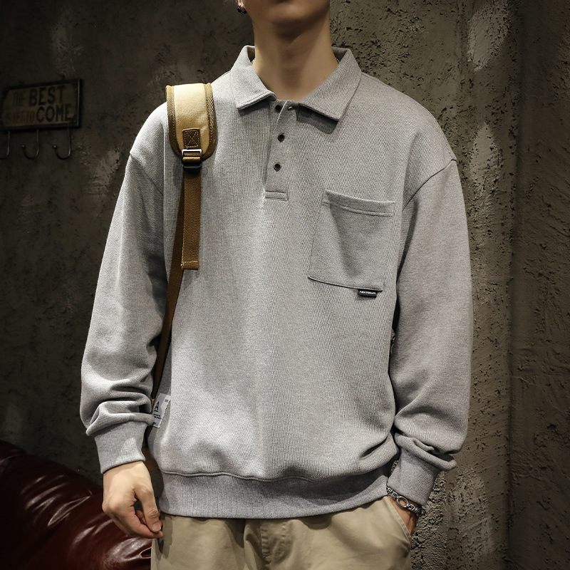 American polo shirt, long-sleeved men's sweatshirt, a heavyweight trendy brand, large-sized autumn and spring new men's lapel top coat Application Scenario
