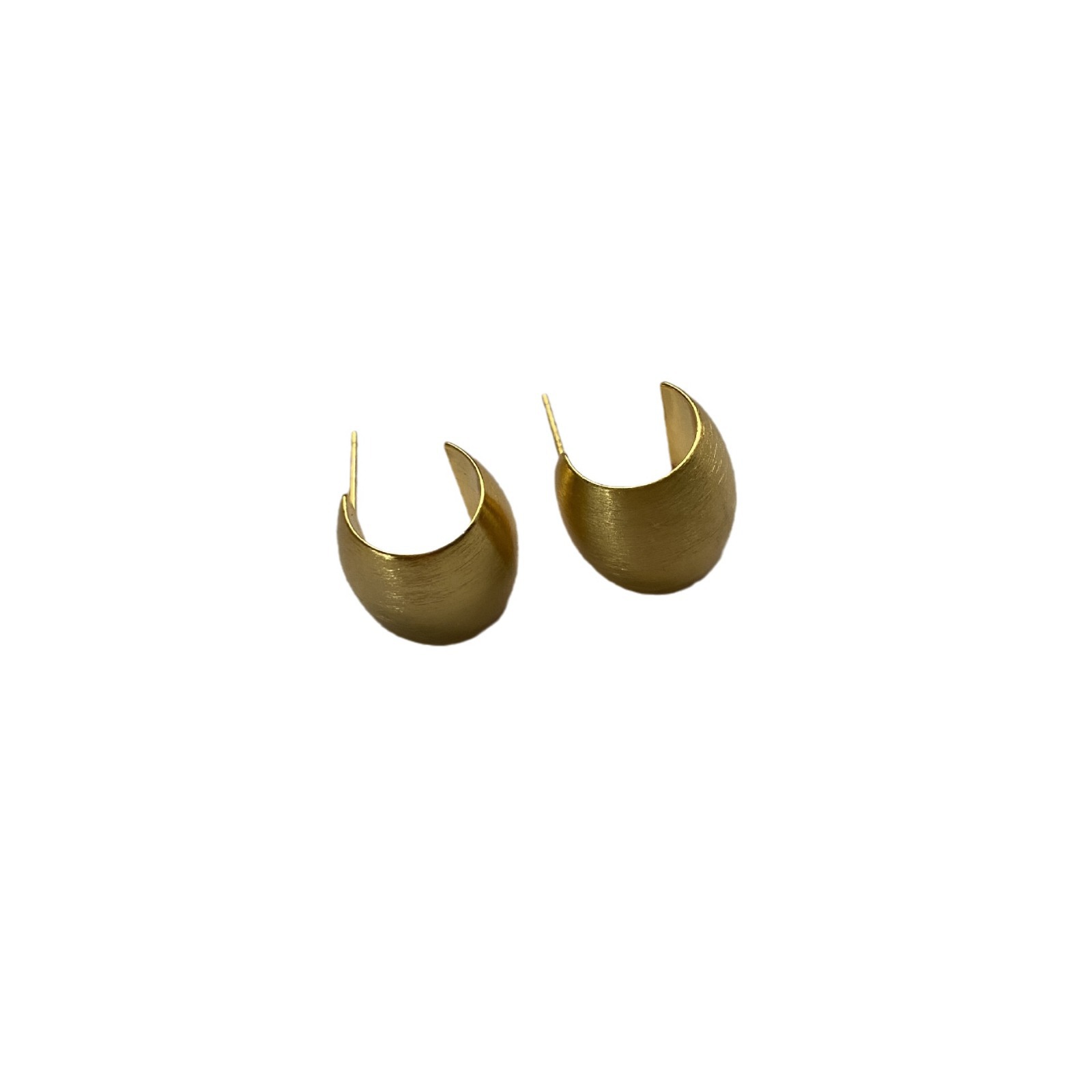Fashionable matte metal brushed stud earrings s925 silver needle brass gold-plated Korean niche, versatile and stylish earrings Item Picture