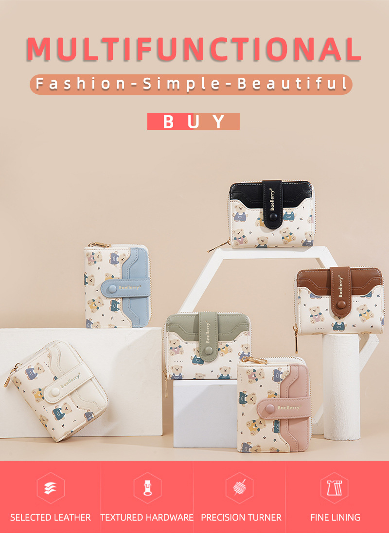 新款女士钱包短款拉链高级感学生钱夹多卡位跨境女式轻奢零钱包女详情1